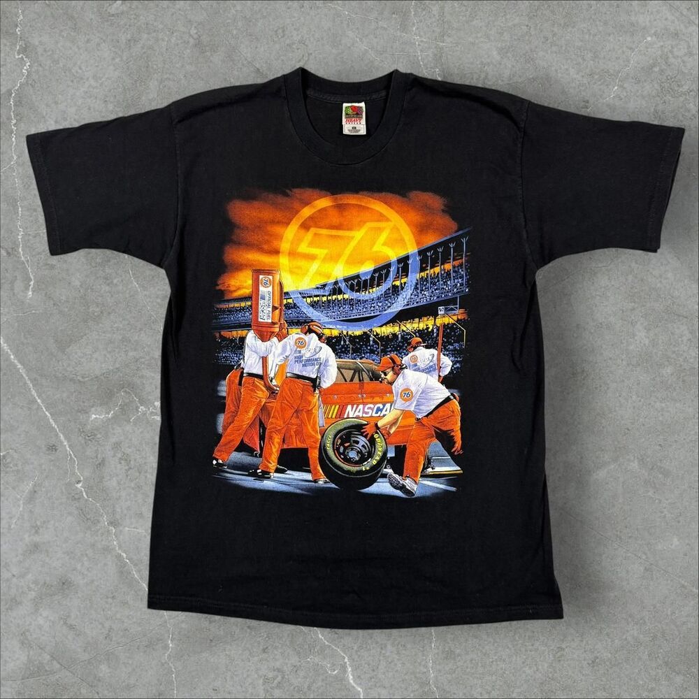 VTG Y2K NASCAR 76 Motor Oil Racing Double Sided Graphic Print T Shirt - XL